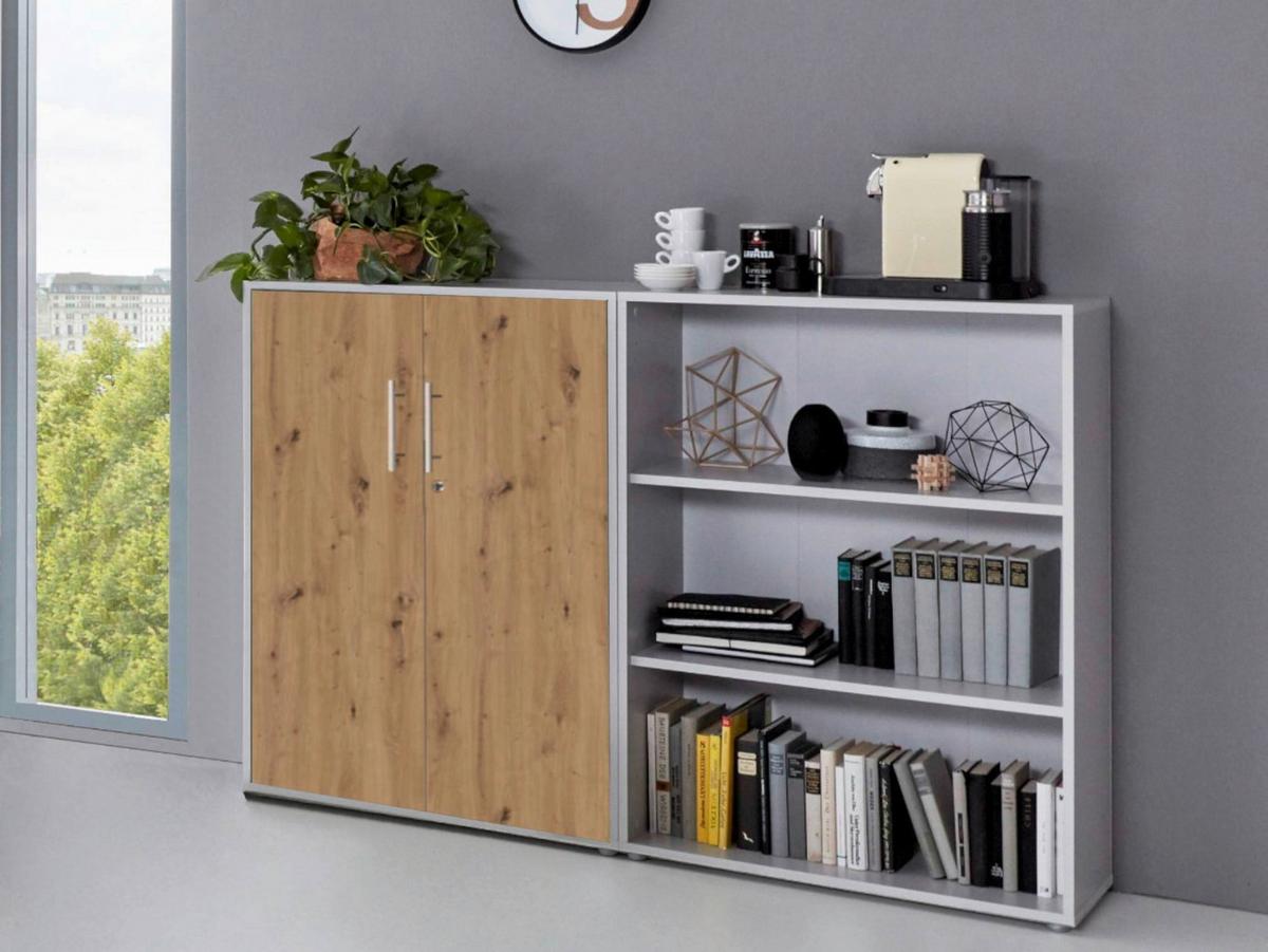 AKTENSCHRANK OFFICE EDITION-SW SET 1 NIEDR. - Hellgrau/Eiche Artisan, MODERN, Holzwerkstoff (168,8/113,6/33cm) - MID.YOU