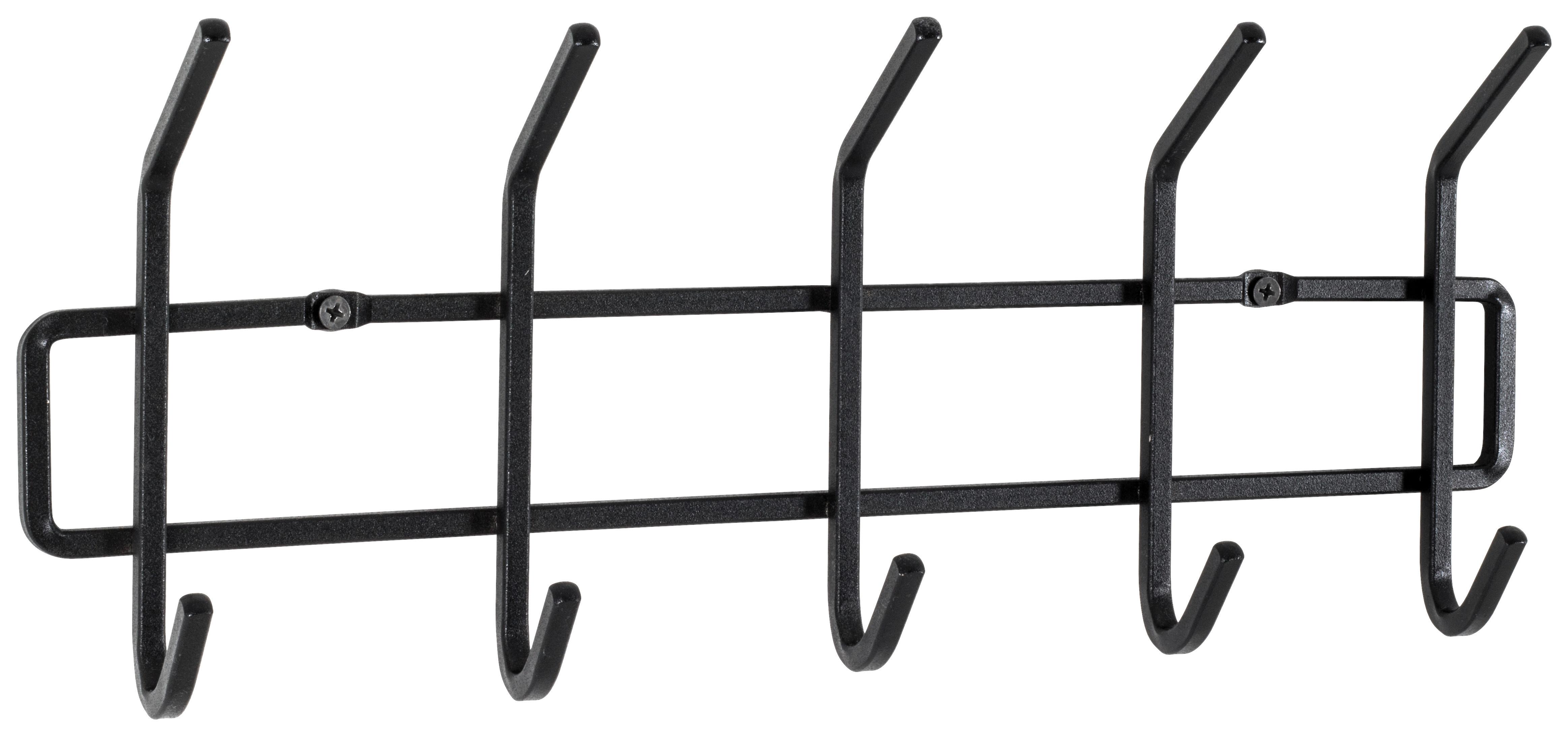 Lišta S Háčky Ute - černá, Moderní, kov (42/17/7cm)