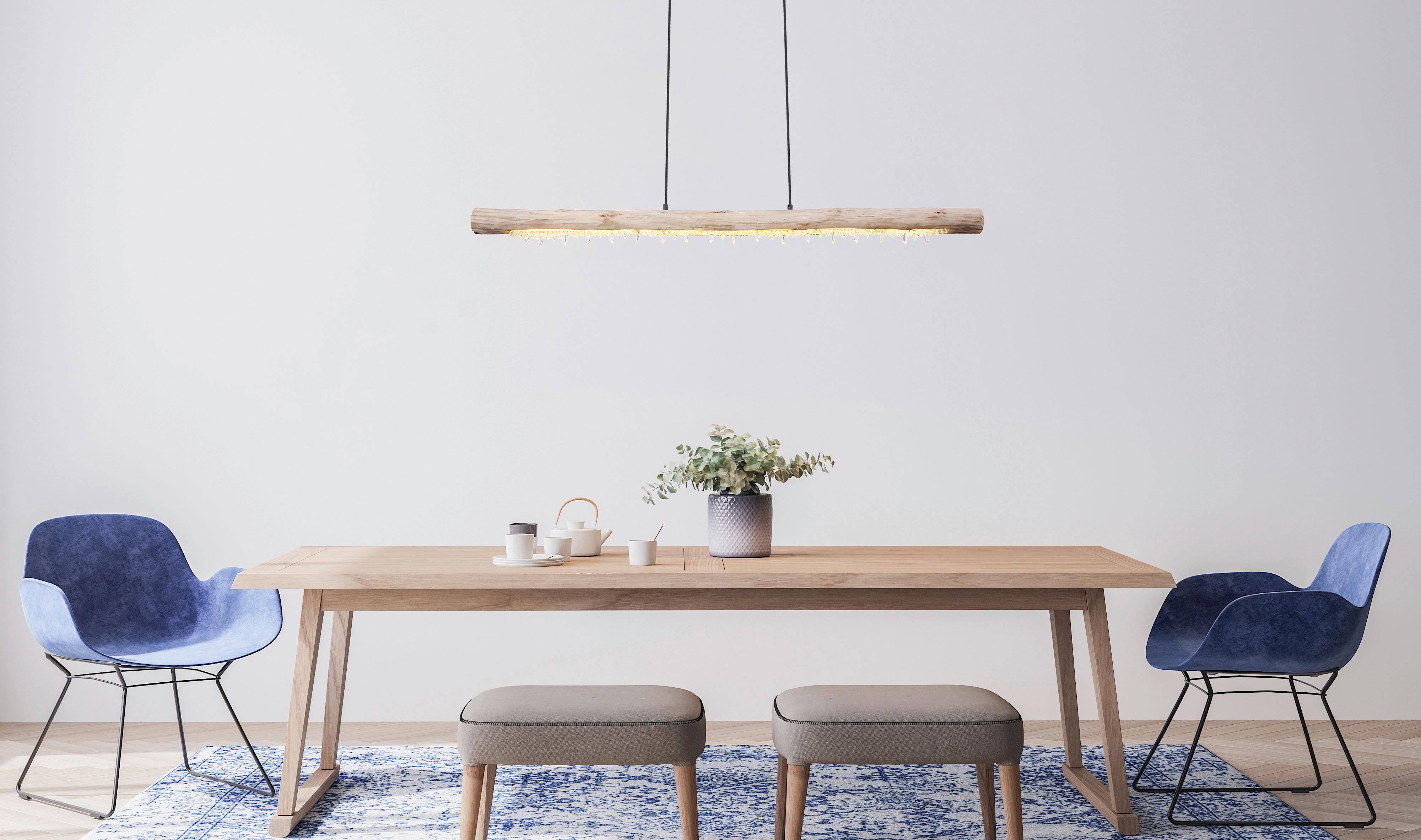 Hängeleuchte Felicitas H: 150 cm 1-Flammig - Klar/Schwarz, Basics, Holz/Kunststoff (120/7/150cm) - Globo