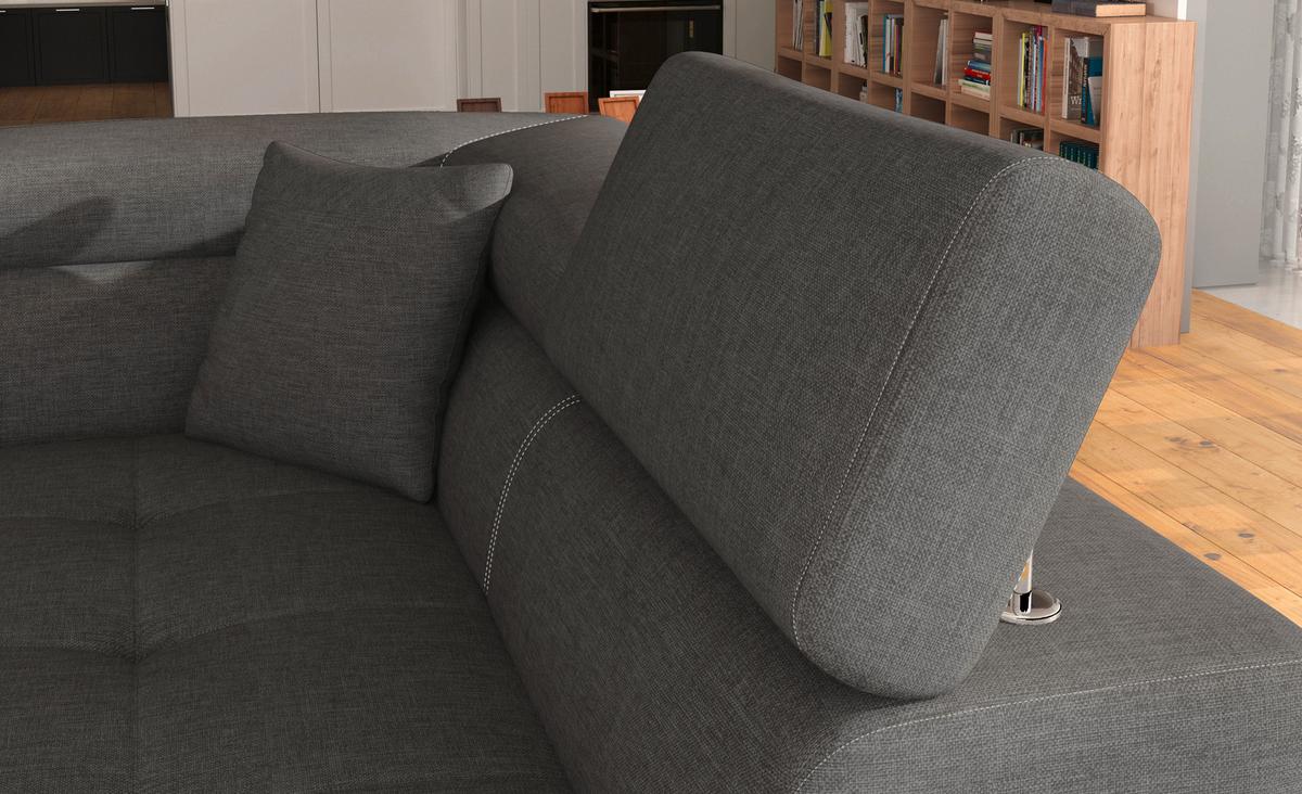 Ecksofa Anton Grau/Schwarz S:203x272cm - Chromfarben/Schwarz, Design, Textil (203/272cm) - MID.YOU