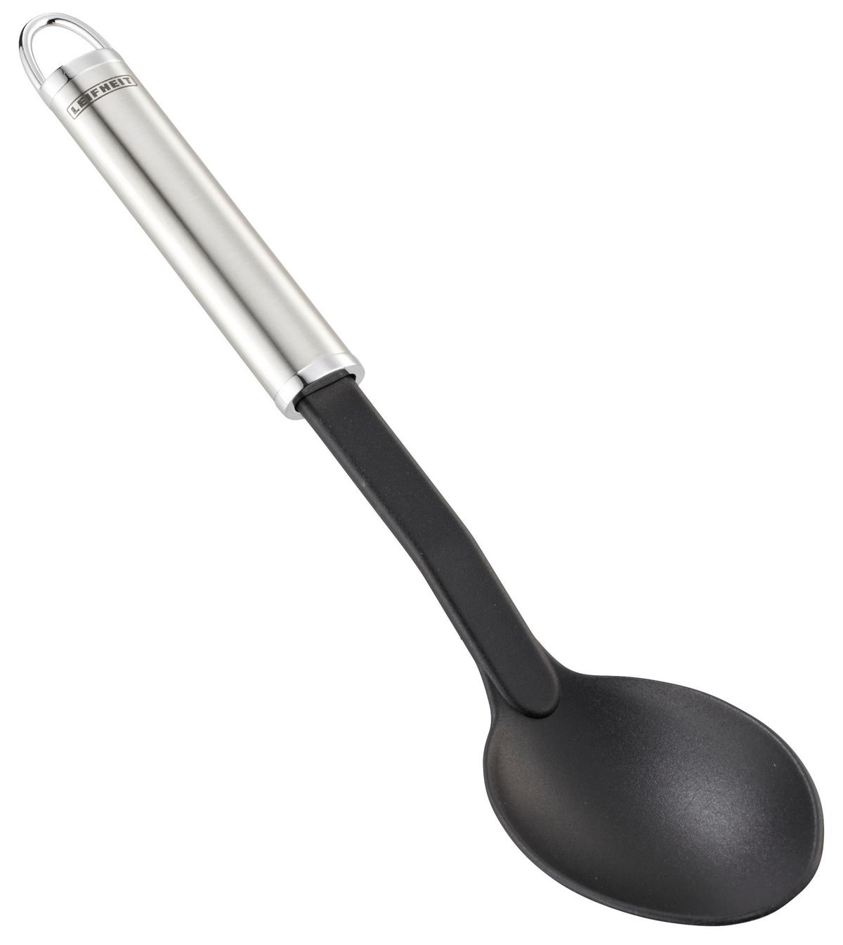 Servierlöffel Giovanni L: 31,5 cm mit Aufhängeöse - Edelstahlfarben/Schwarz, Basics, Kunststoff/Metall (6,5/31,5cm) - Leifheit