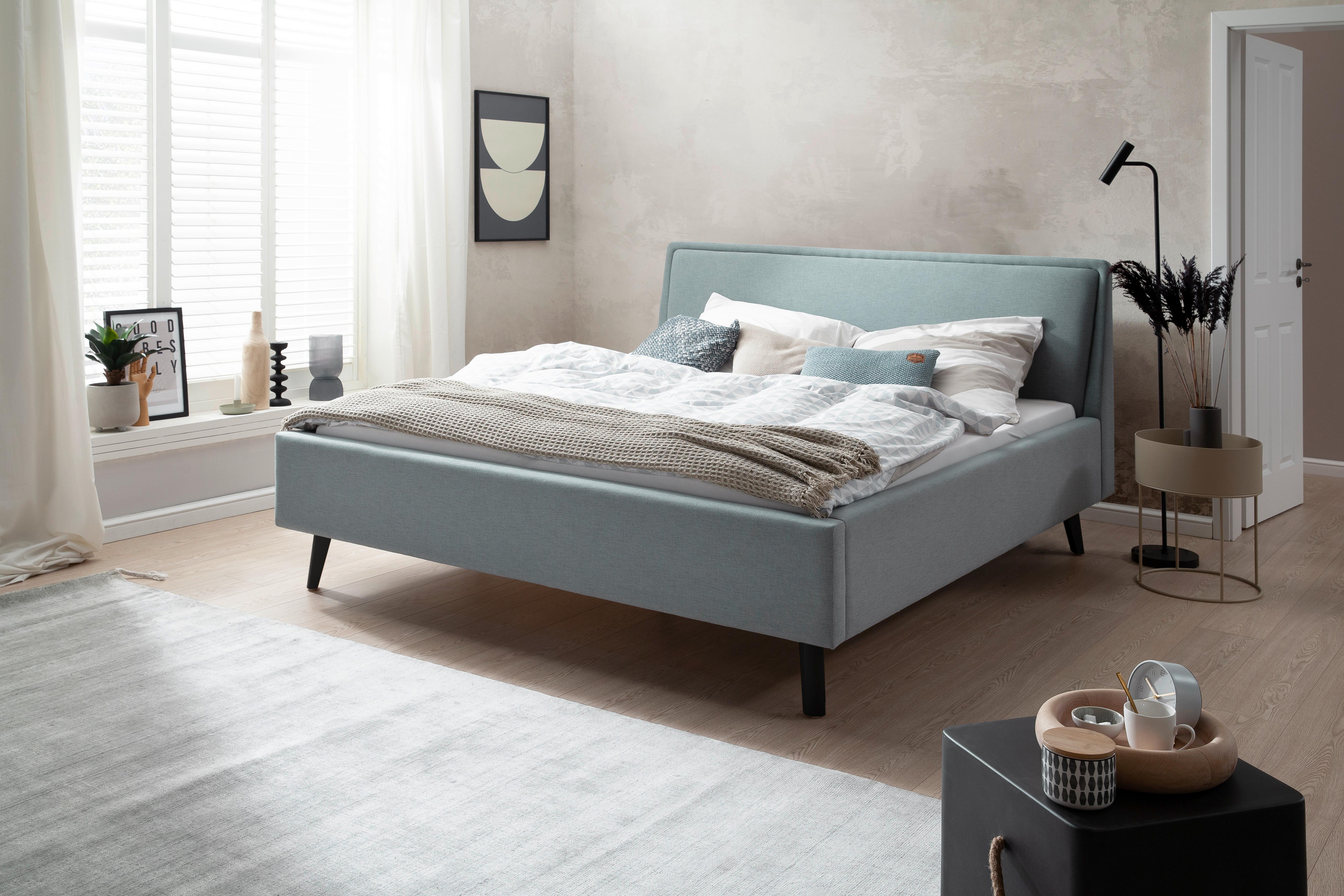 Polsterbett Frieda 160x200cm Hellblau - Schwarz/Hellblau, KONVENTIONELL, Textil (160/200cm) - Livetastic