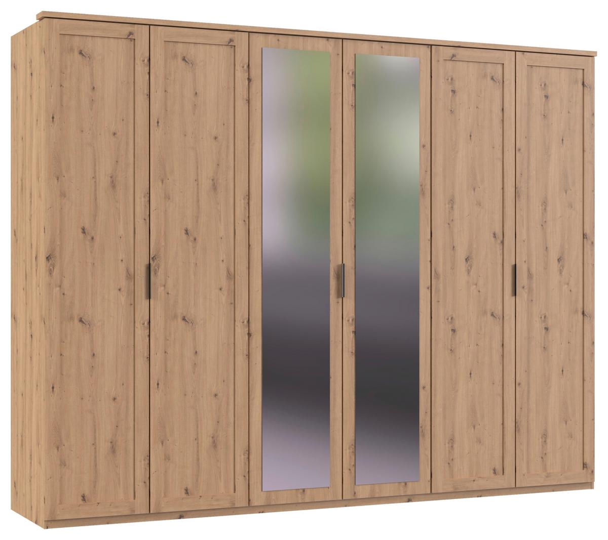Drehtürenschrank Nadja Eiche Dekor B: 270 cm - Eiche Artisan, KONVENTIONELL, Glas/Holzwerkstoff (270/210/58cm) - MID.YOU