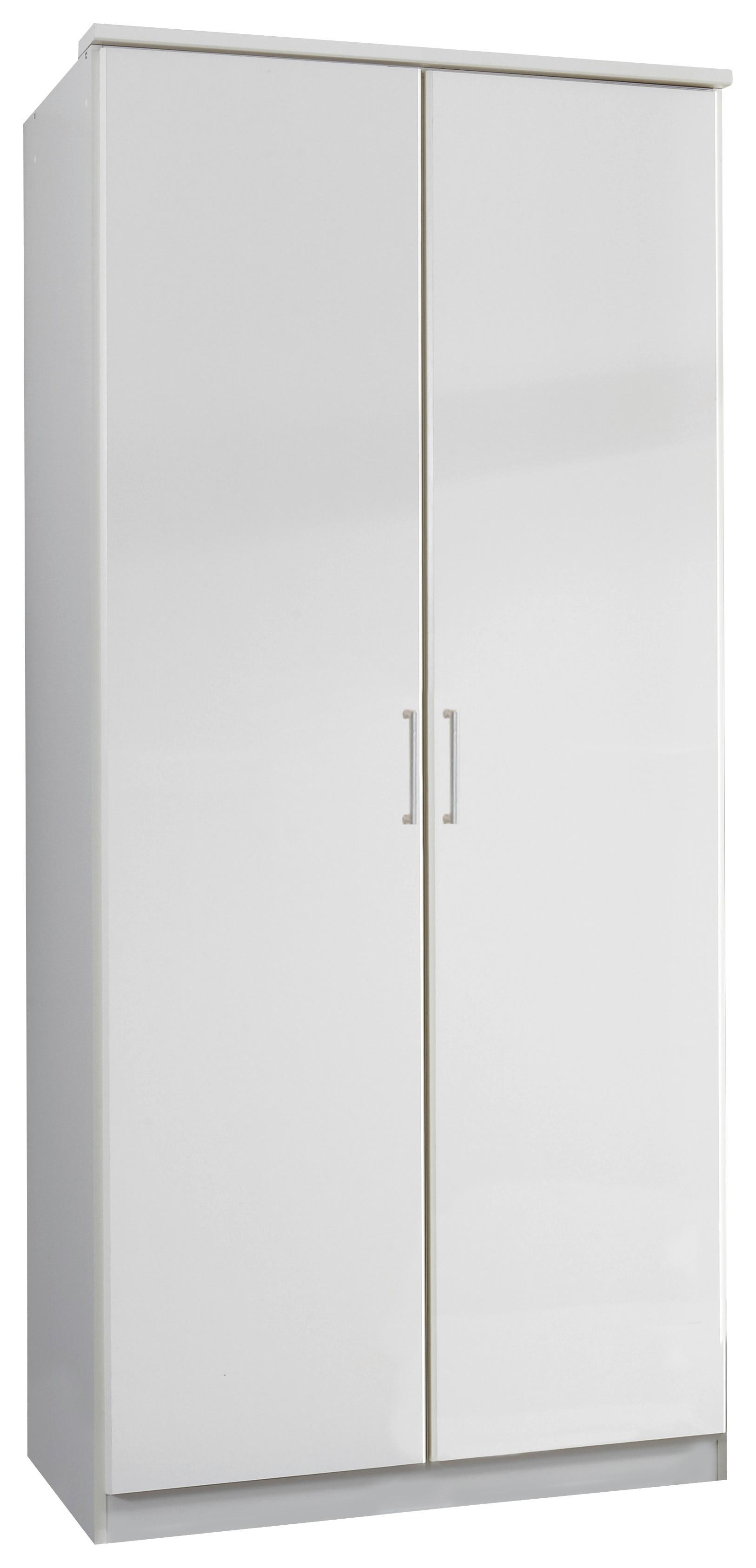 Šatní Skříň Osaka Šířka 90cm - bílá/barvy hliníku, Konvenční, kompozitní dřevo/plast (90/199/58cm) - MID.YOU