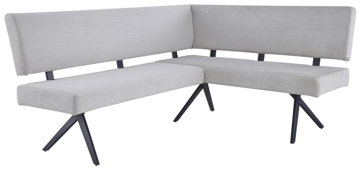 Eckbank Chios Cord Beige, S: 190x150 cm - Beige/Schwarz, KONVENTIONELL, Textil/Metall (190/150cm) - MID.YOU