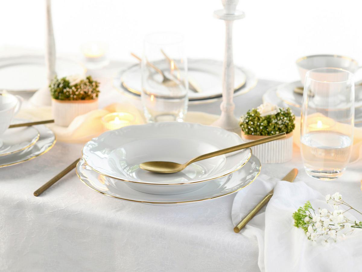 Tafelservice Maria Theresia Weiß, Goldfarben L: 27 cm - Goldfarben/Weiß, Basics, Keramik (27/22,5/27,5cm) - Creatable