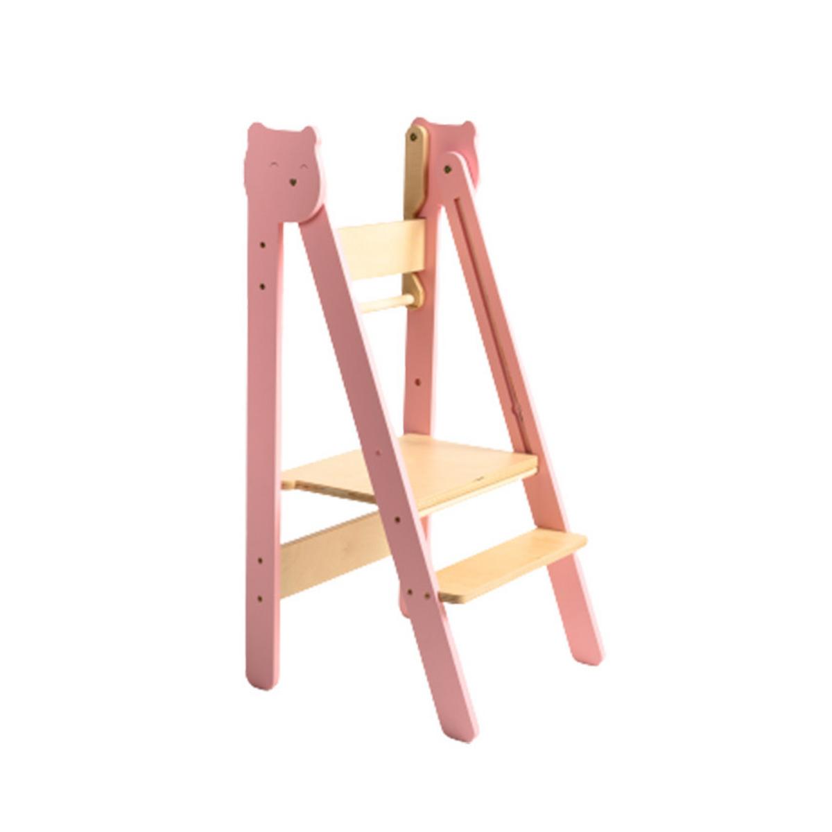 Lernturm Space Saving Pink/Natur - Pink/Naturfarben, Basics, Holz (38/90/40cm)