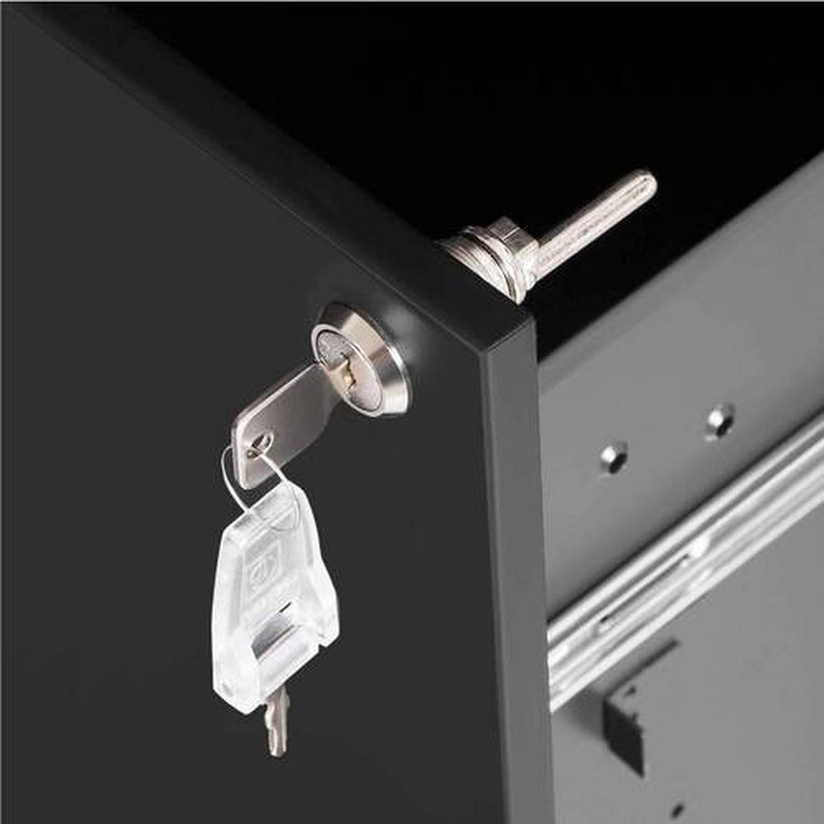 Rollcontainer Metall Schwarz Abschließbar 39x55x45 cm - Schwarz, Basics, Metall (39/55/45cm) - Boxxx