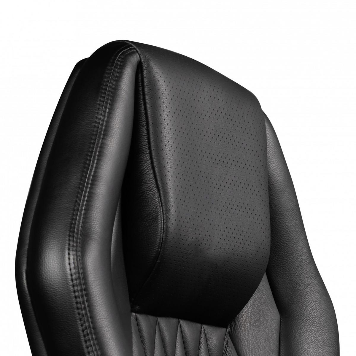 Chefsessel Monterey Echtleder Mit Armlehnen + Wippfunktion - Schwarz/Alufarben, MODERN, Leder/Kunststoff (67/136/67cm) - MID.YOU