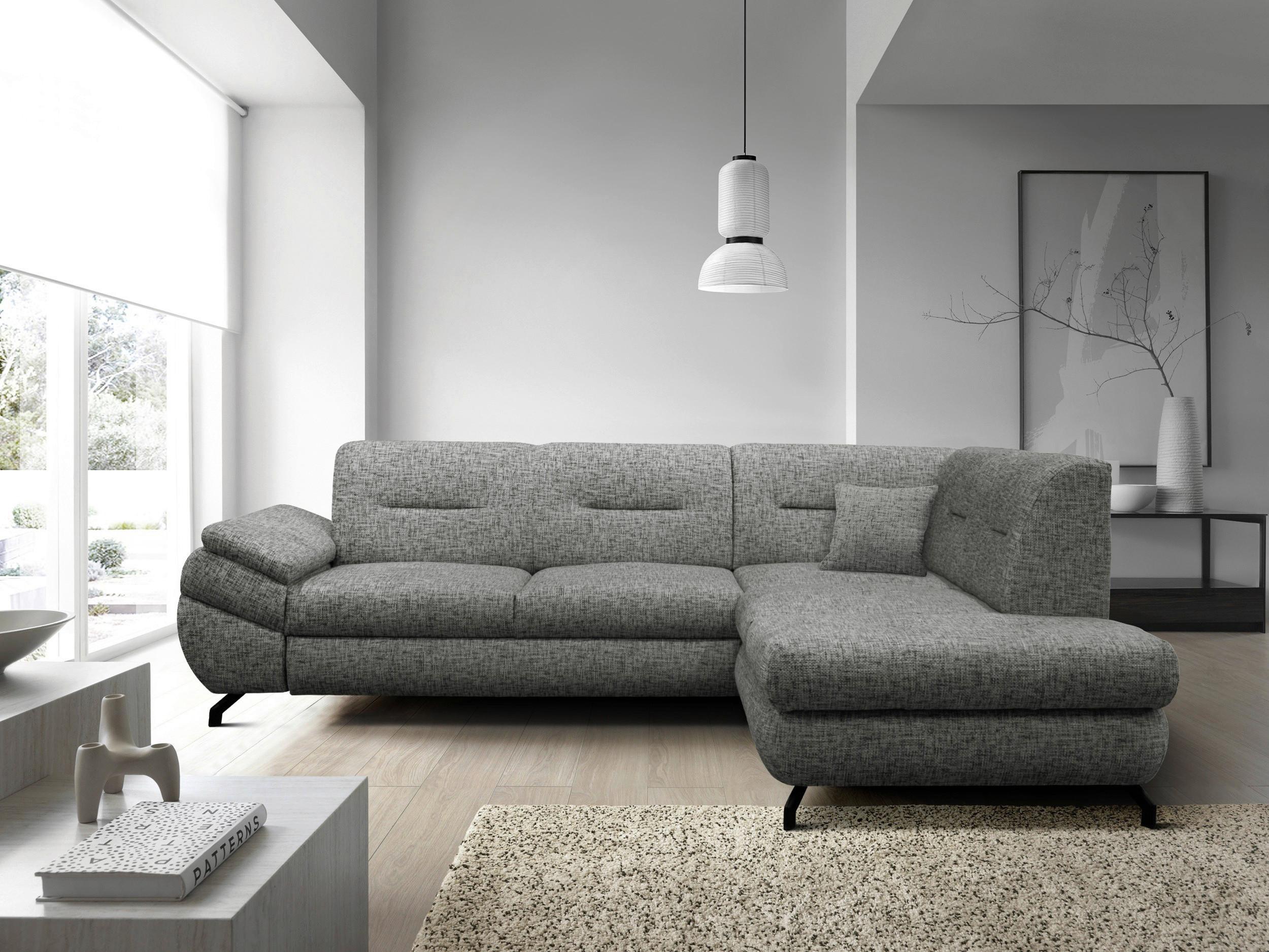 Ecksofa Imo Grau 274x201 Cm - Schwarz/Grau, Design, Textil (274/201cm) - MID.YOU