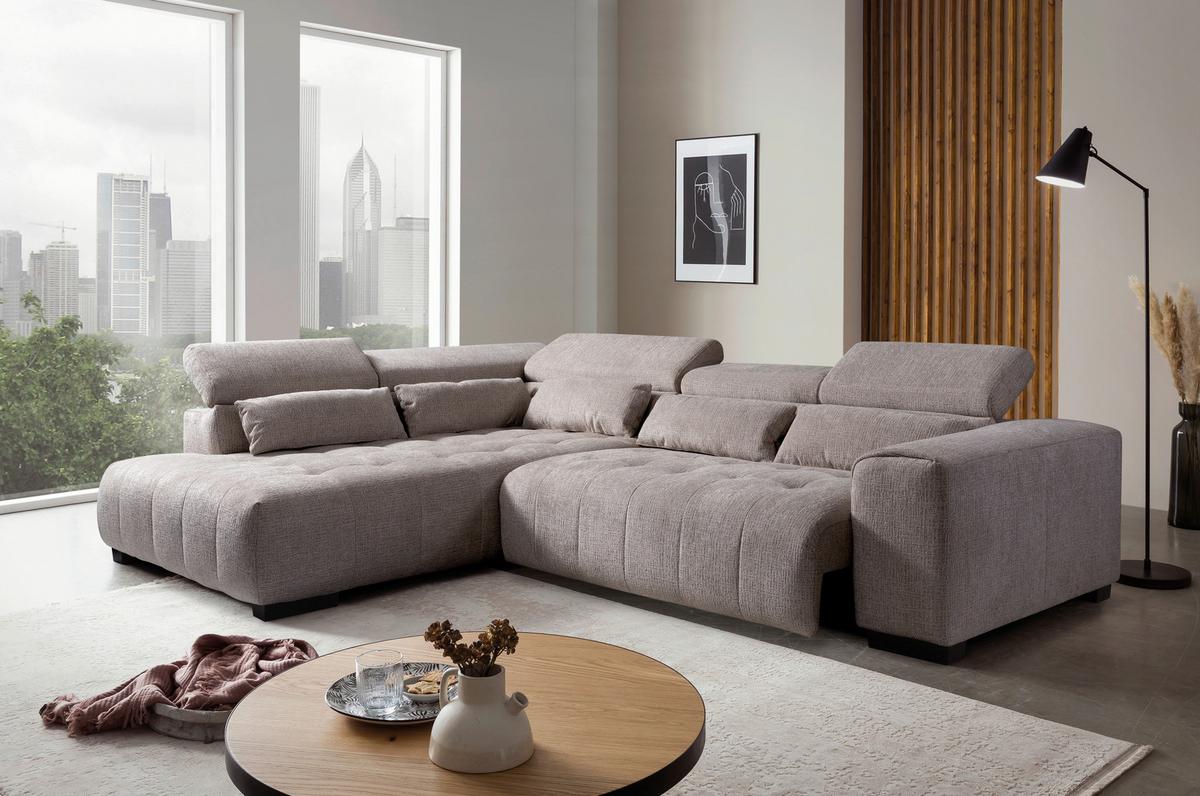 Ecksofa Matera Beige/Naturfarben 226x311 cm - Beige/Schwarz, Trend, Holz/Holzwerkstoff (226/311cm)