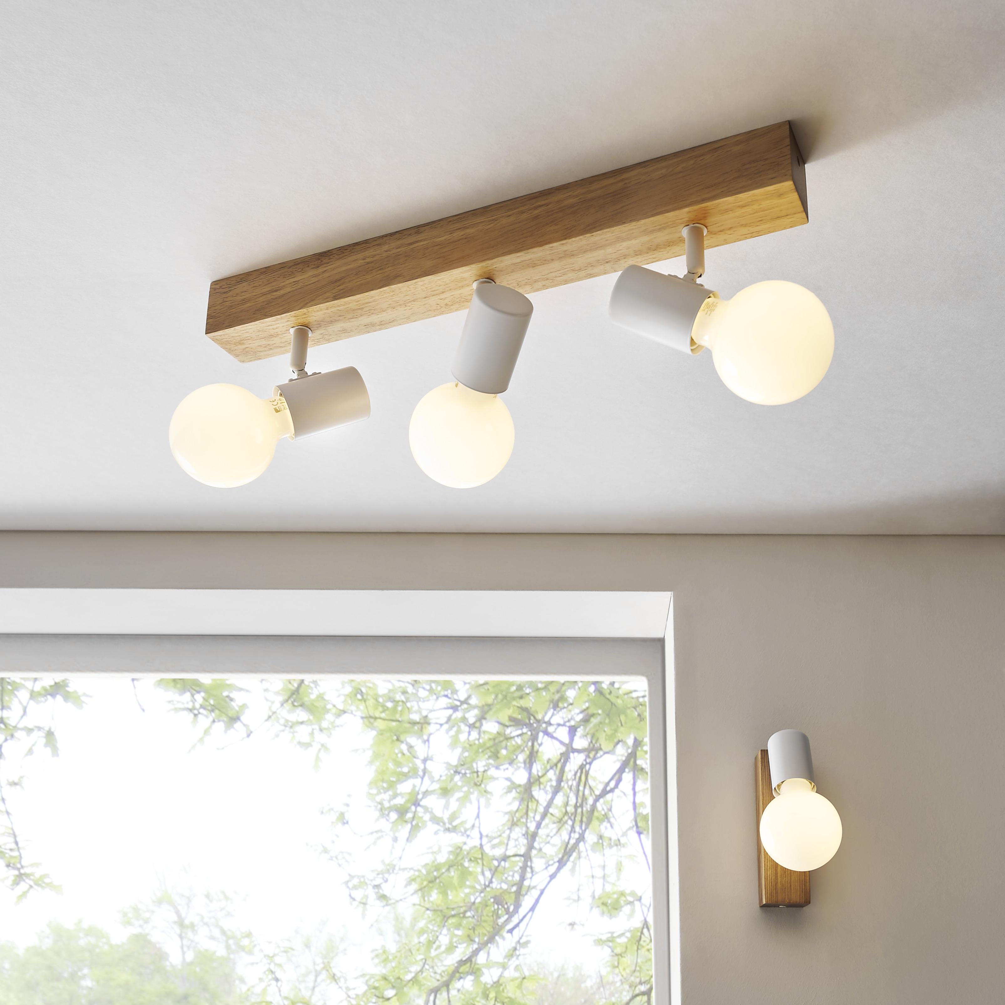 Strahler Townshend 3-Flammig verstellbar L: 48 cm - Eichefarben/Weiß, Design, Holz/Metall (5/48cm) - Eglo