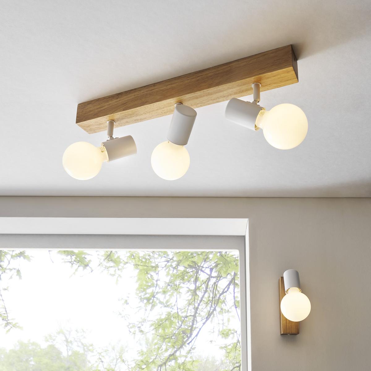 Strahler Townshend 3-Flammig verstellbar L: 48 cm - Eichefarben/Weiß, Design, Holz/Metall (5/48cm) - Eglo