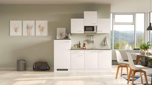 Küchenblock Lucca Weiß/Graubraun B: 210 cm - Graubraun/Weiß, MODERN, Holzwerkstoff (210cm) - FlexWell