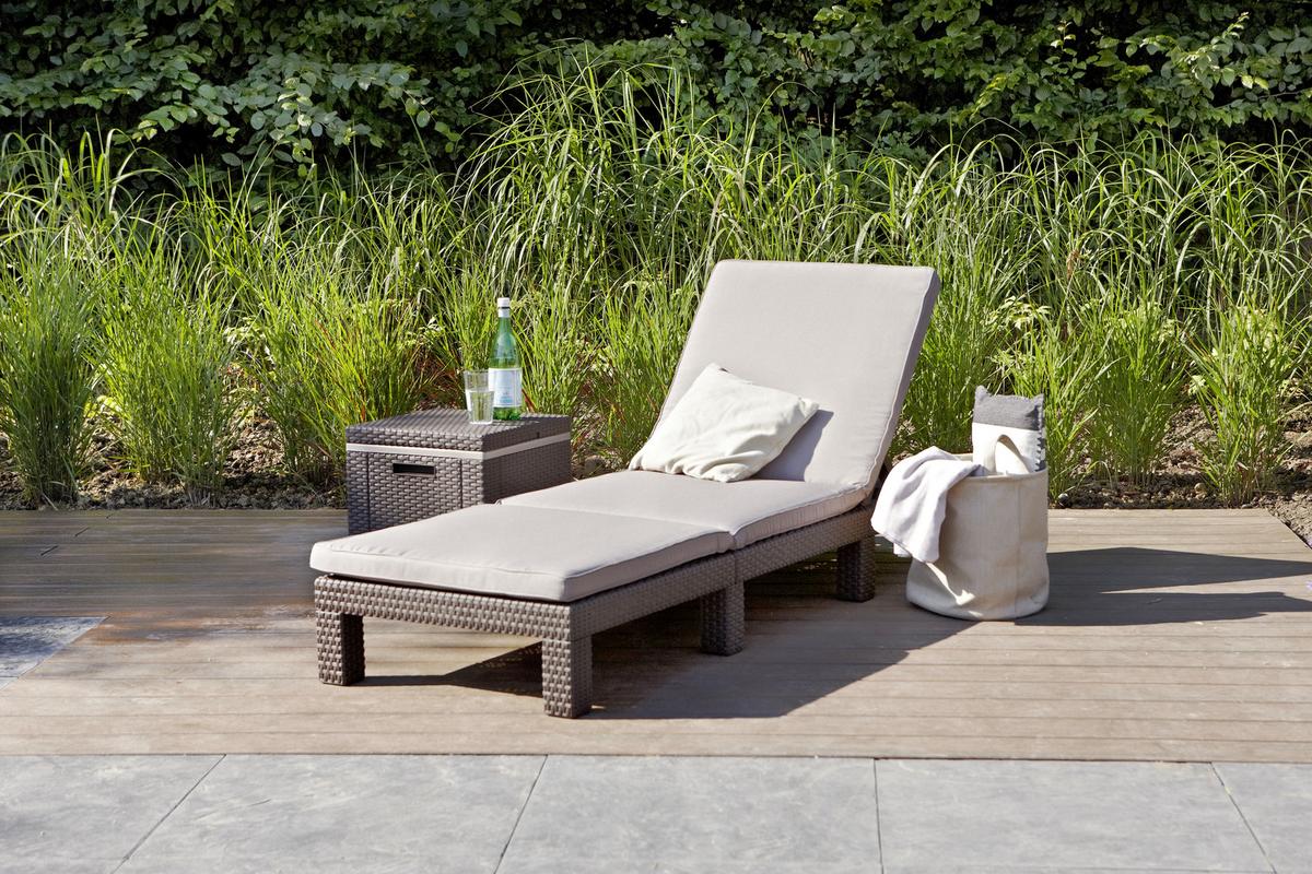 Sonnenliege Daytona Polyrattan Verstellbar Mit Auflage - Braun, MODERN, Kunststoff (195/64/22cm) - Keter