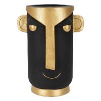 Vase Tribal C Schwarz, Goldfarben B: 30 Cm - Goldfarben/Schwarz, Basics, Kunststoff (30/40/23.5cm)