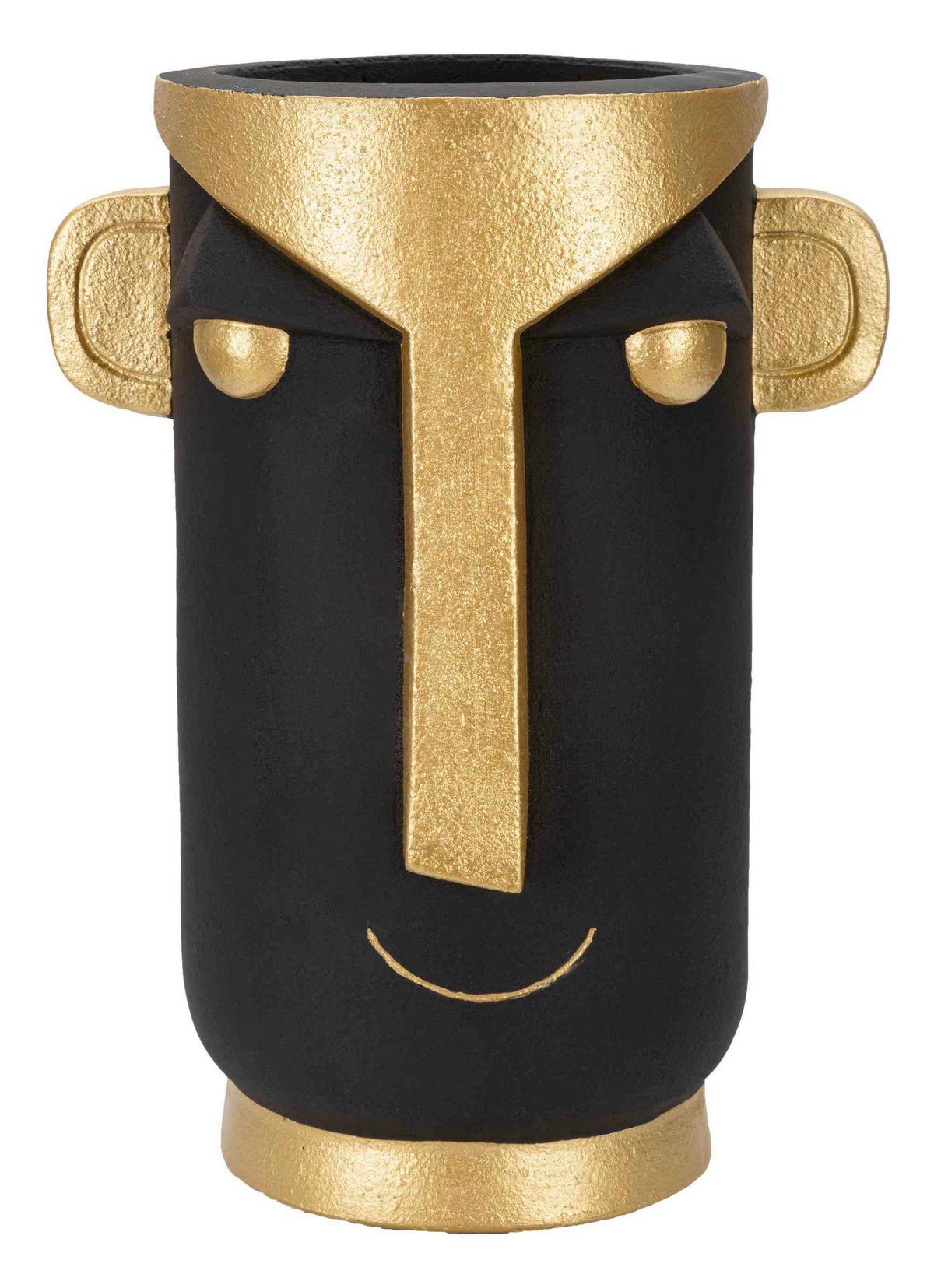 Vase Tribal C Schwarz, Goldfarben B: 30 Cm - Goldfarben/Schwarz, Basics, Kunststoff (30/40/23.5cm)