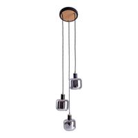 Hängeleuchte Fumoso H: 120 Cm 3-Flammig, Rauchglas - Schwarz, Design, Glas/Metall (20/120cm) - Näve