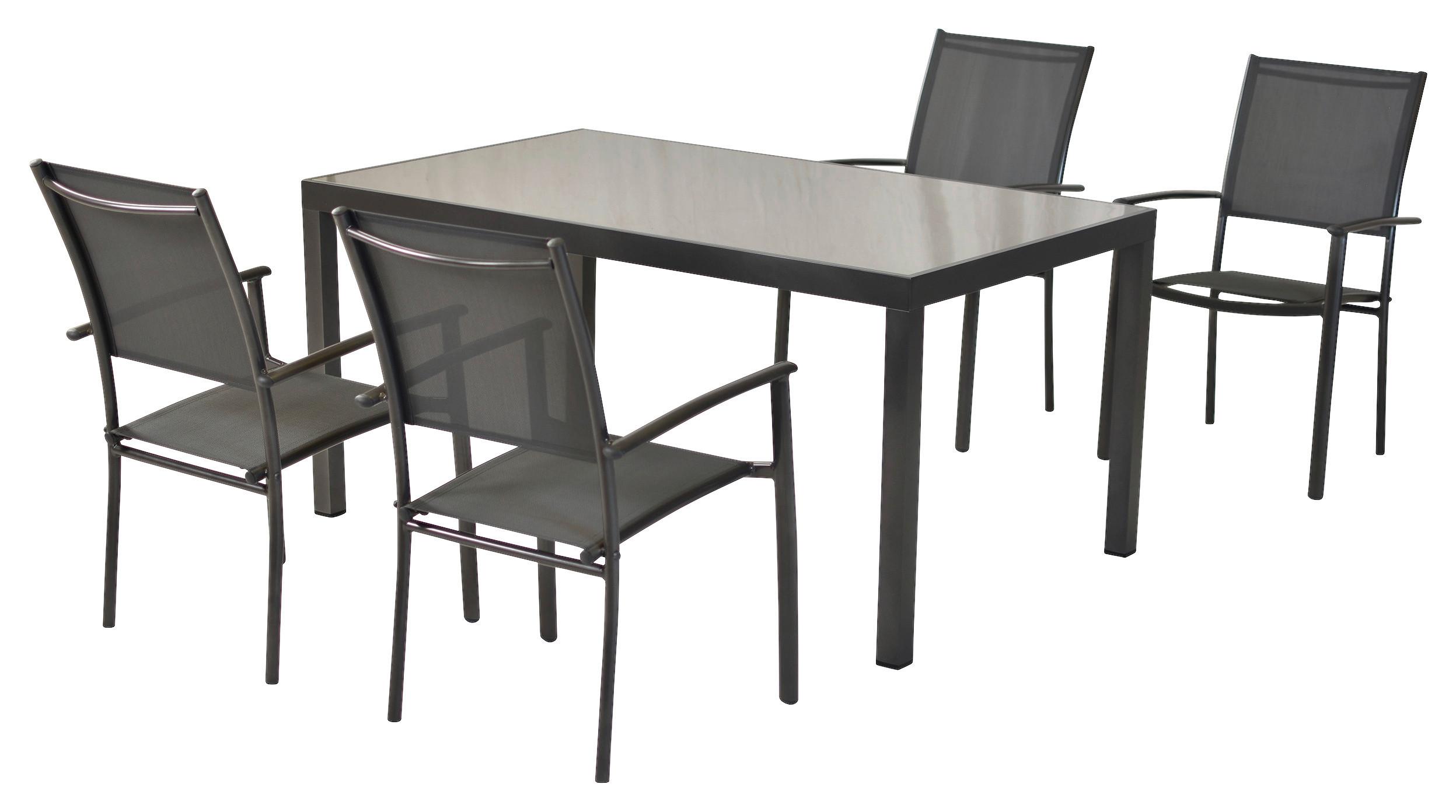 Gartenset Milano - Graphitfarben/Grau, MODERN, Textil/Metall - Gardenson