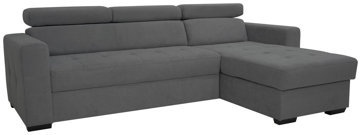 Rohová sedačka MARCO, oboustranná, tmavě šedý velur - černá/tmavě šedá, Konvenční, kov/dřevo (238/78-94/170cm)