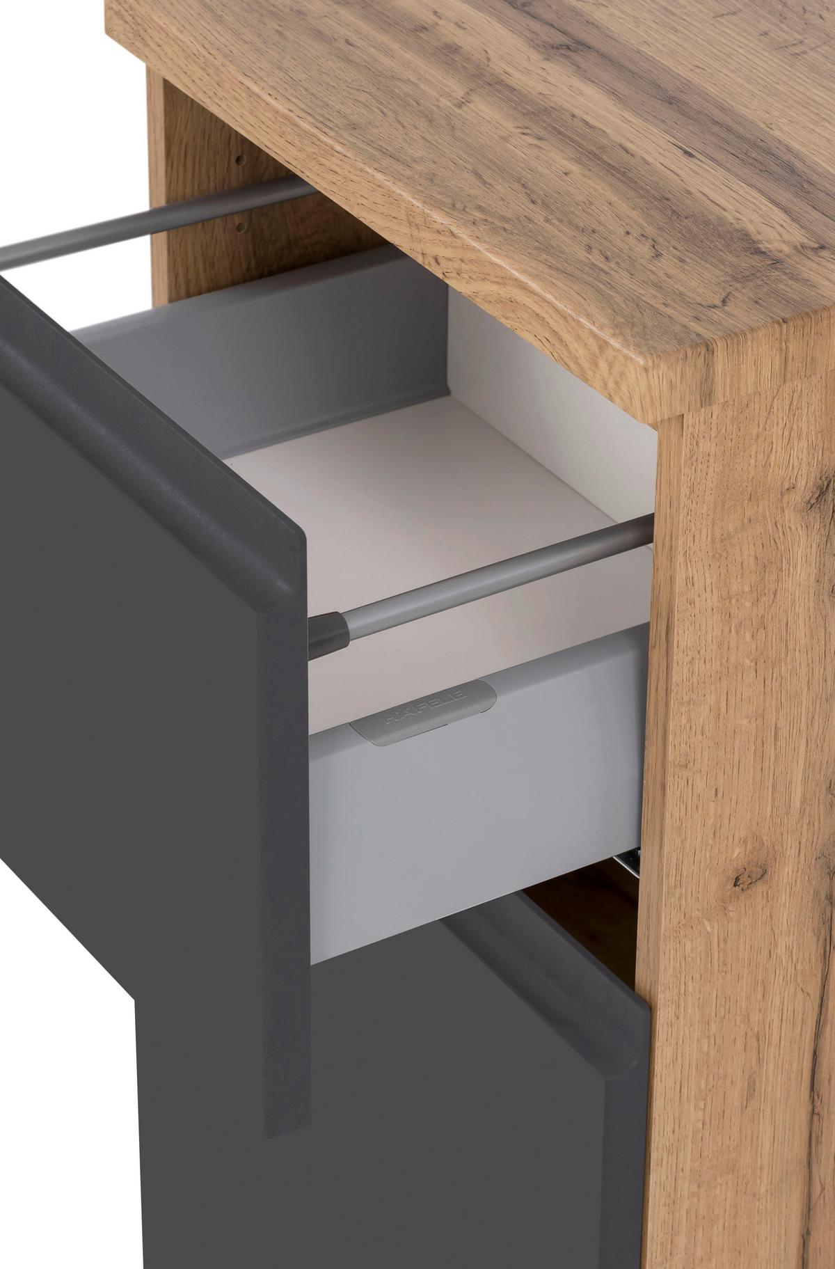 Unterschrank Varese B: 40 Cm Grau/eiche Wotan - Eiche Wotan/Grau, MODERN, Holzwerkstoff (40/79/35cm) - Held