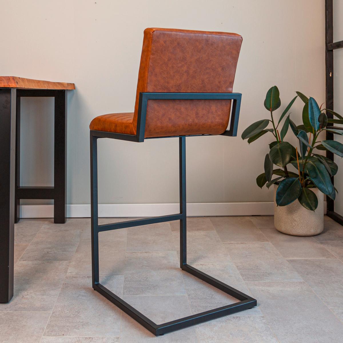 Barhocker-Set Donny Cognac B: 54 cm - Cognac/Schwarz, MODERN, Textil/Metall (54/100/58cm) - MID.YOU