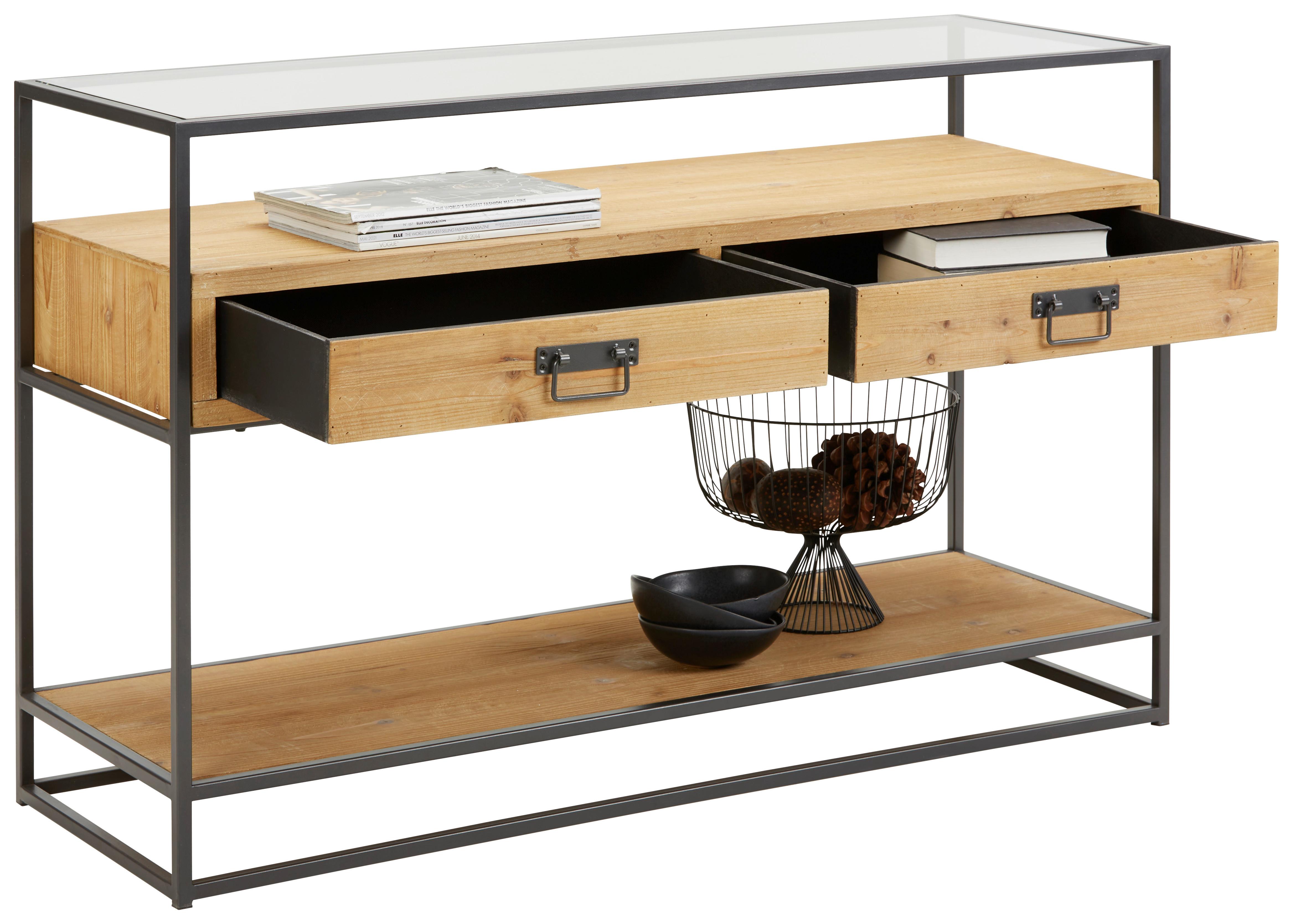 ŠIROKÁ KOMODA NOAH -STUDIO- - černá/průhledné, Lifestyle, kov/dřevo (120/76/40cm) - Premium Living