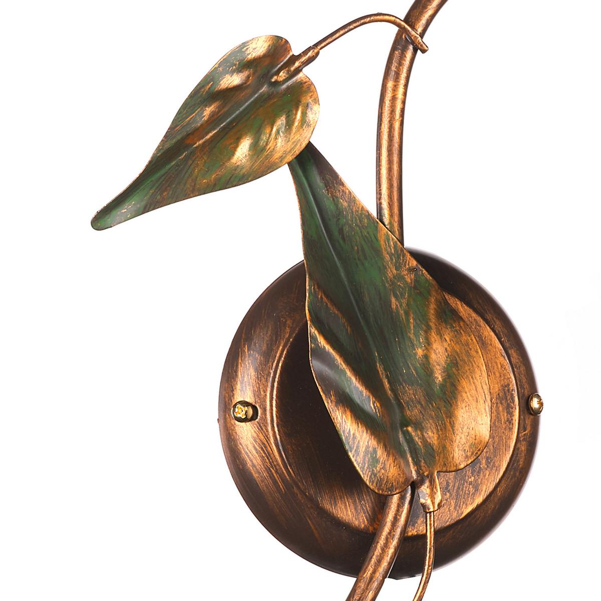 Wandleuchte 4620/Ap - Bronzefarben/Olivgrün, Natur, Glas/Metall (30/35cm)