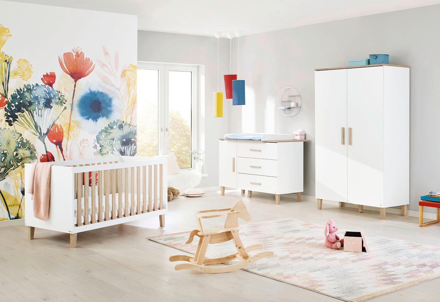 Babyzimmer 3-Teilig. Set weiß/Natur