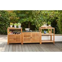 Outdoorküche L19599 - Schwarz/Akaziefarben, MODERN, Holz/Stein (75/87/52cm) - Siena Garden