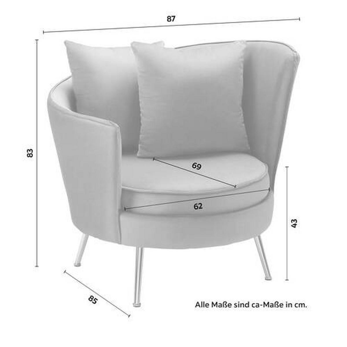 Křeslo Cherie šedá - tmavě šedá/barvy chromu, Moderní, kov/textil (87/83/85cm) - Bessagi Home