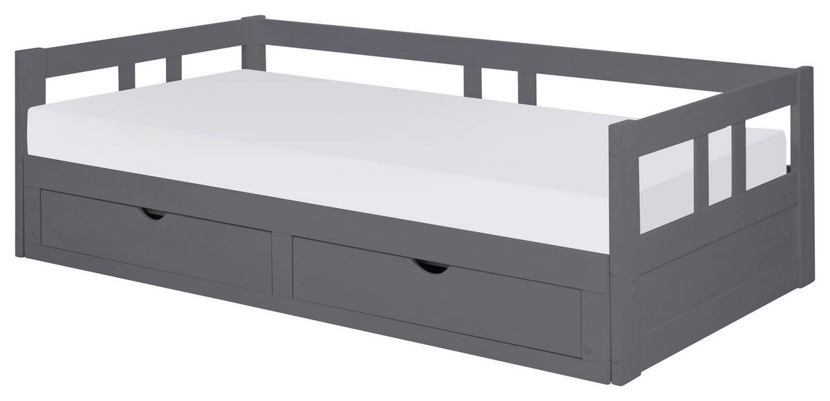 Ausziehbett Lattenrost / Stauraum 90x200 Cm Livio - Anthrazit/Naturfarben, ROMANTIK / LANDHAUS, Holz/Holzwerkstoff (90/200cm) - MID.YOU