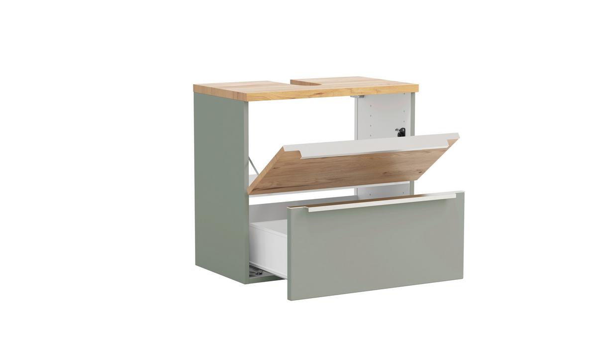 WASCHBECKENUNTERSCHRANK Schilfgrün/Wildeiche B: 60cm - Schilfgrün/Wildeiche, Trend, Holzwerkstoff (60/54/35cm) - Held