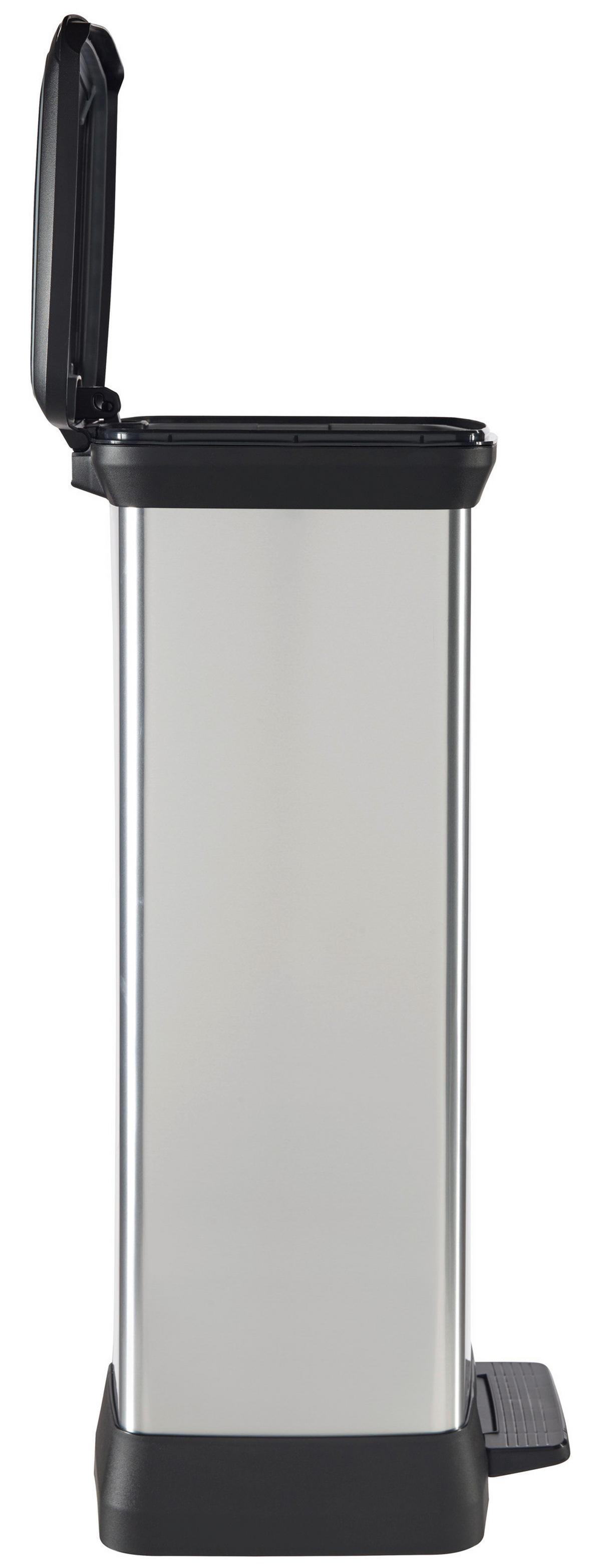 Mülleimer Deco Mit Deckel 50 L Kunststoff Schwarz/silber - Silberfarben/Schwarz, Basics, Kunststoff (36,0/81,1/44,0cm) - Keter
