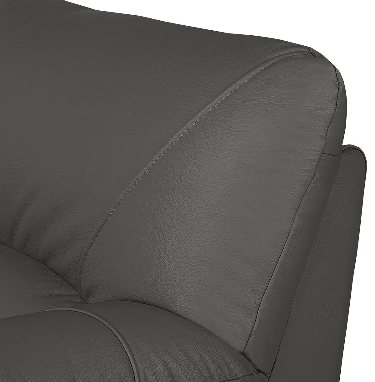 3-Sitzer-Sofa Oslo Anthrazit B: 205 cm - Anthrazit/Schwarz, Design, Leder (205/92/85cm) - Livetastic