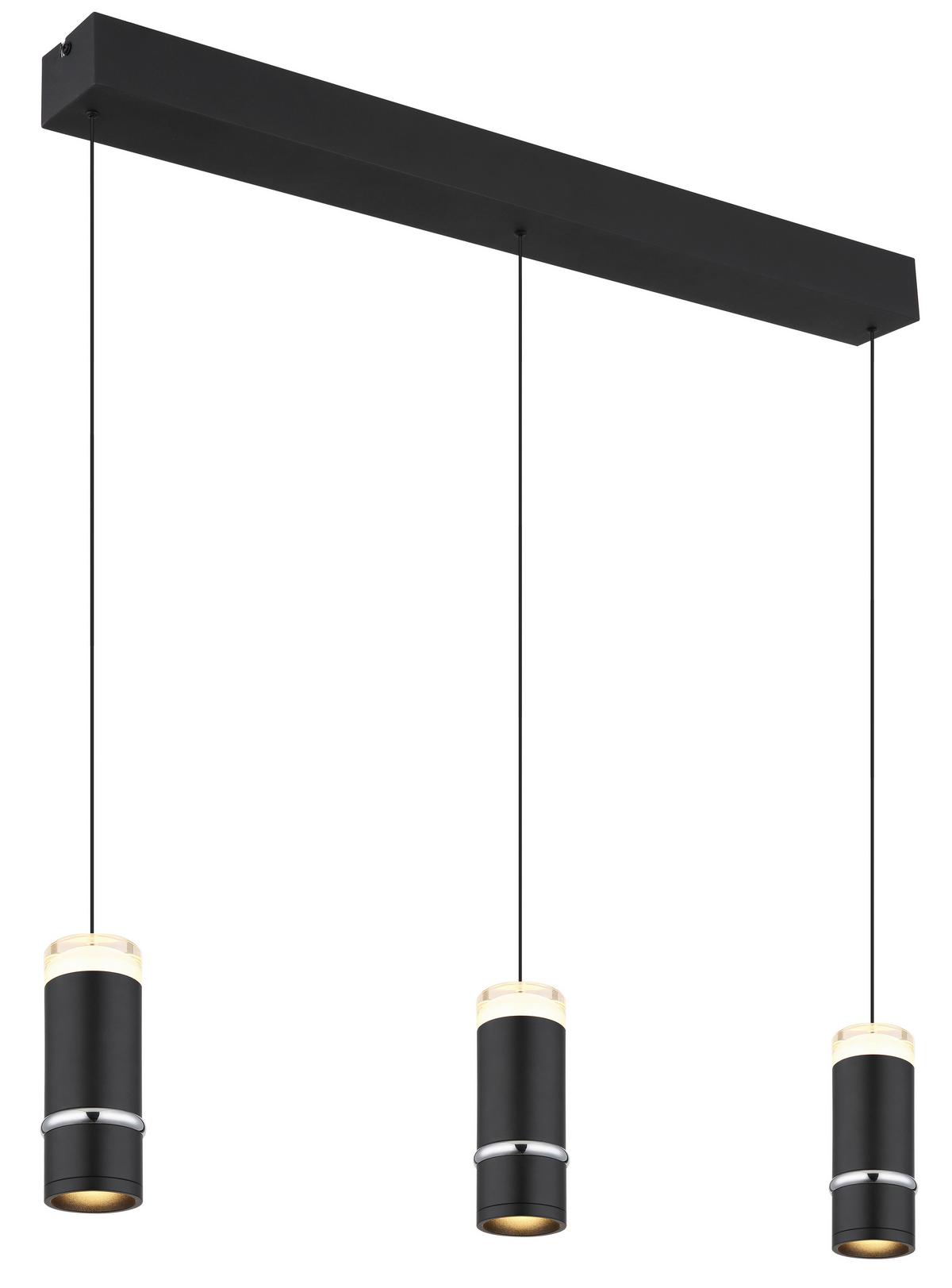 LED-Hängeleuchte Alvarado Schwarz L: 73 cm - Schwarz, Design, Kunststoff/Metall (73/6,5/180cm) - Globo