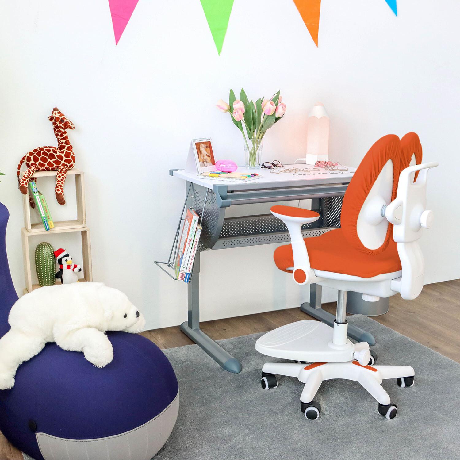 Jugenddrehsuthl Kid Wing Orange/Weiß Bis 80 Kg - Orange/Weiß, MODERN, Kunststoff/Textil (56/88/52cm) - MID.YOU