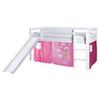 Spielbett Manuel Weiß/Pink Kiefer Massiv 90 cm Rutsche - Pink/Weiß, Natur, Holz (90/200cm) - MID.YOU