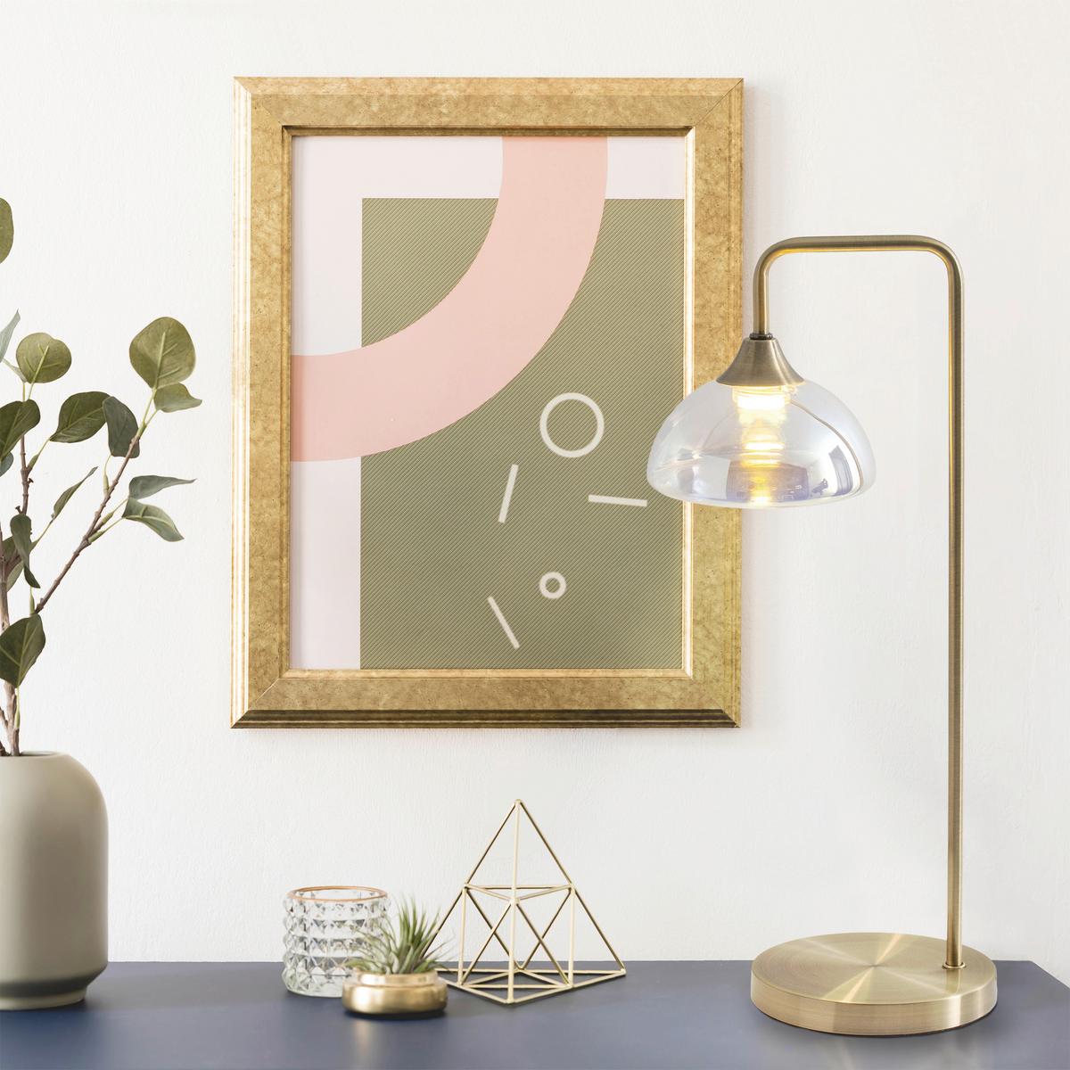 Tischlampe Messingfarben Vintage Style - Messingfarben, Design, Glas/Metall (17,5/45cm) - Näve