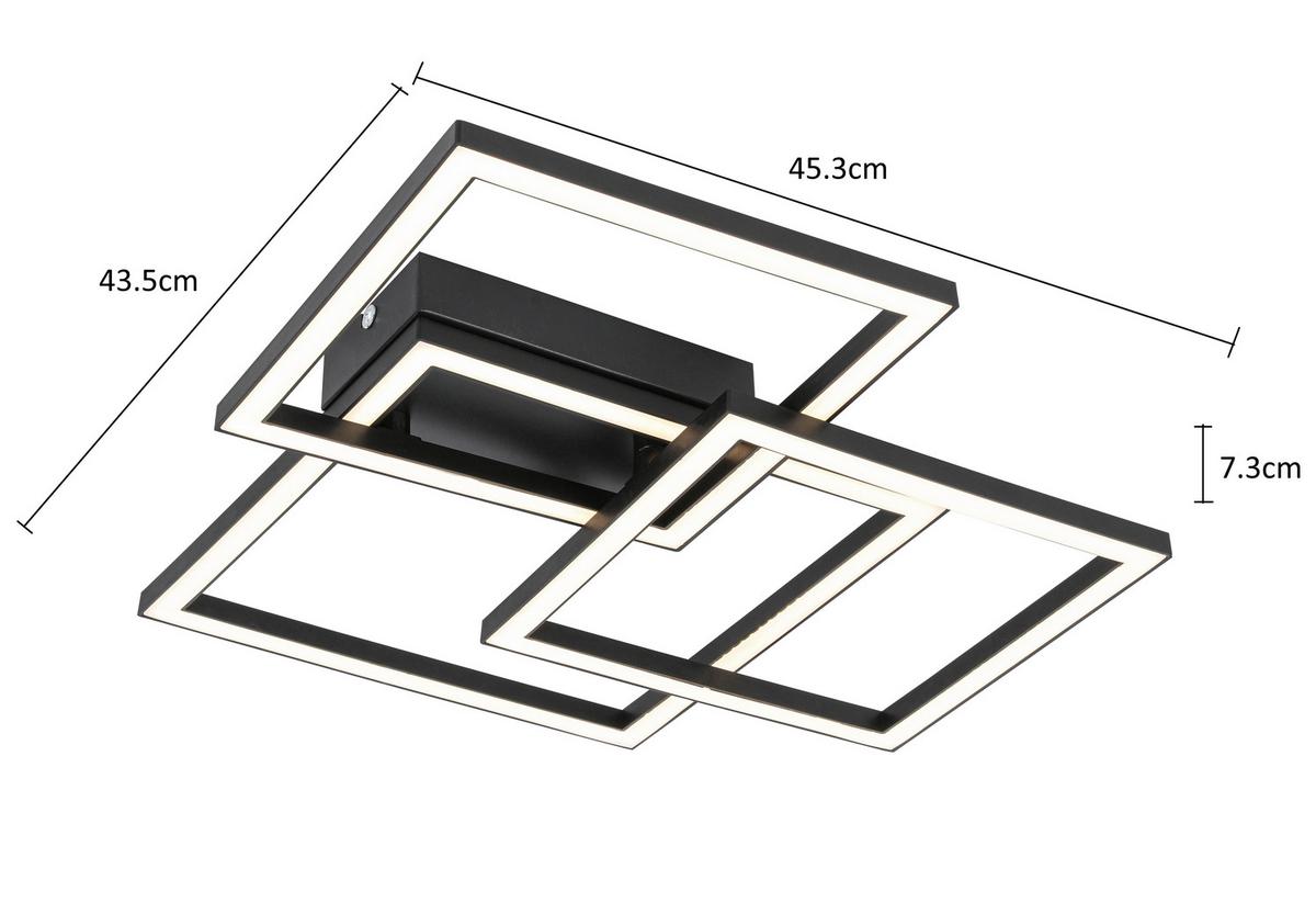 Stropné LED svietidlo Timre TIMRE - čierna, Modern, kov/plast (45,3/43,5/7,3cm) - Mömax