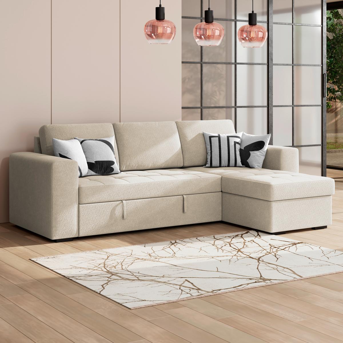 Ecksofa Jan Sandfarben S: 247x155 Cm - Sandfarben, Trend, Textil (247/155cm)