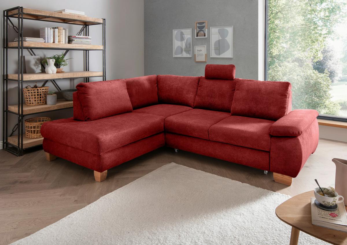 Eckschlafsofa Positano, Rot S: 206x261 Cm - Wildeiche/Rot, MODERN, Textil (206/261cm) - Livetastic