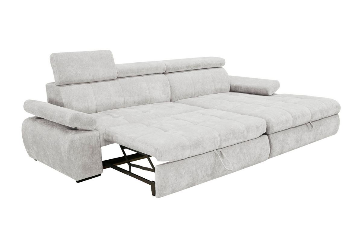 Rohová sedačka VEGAS, pravá, světle šedá žinylka - černá/světle šedá, Design, dřevo/textil (294/173cm)