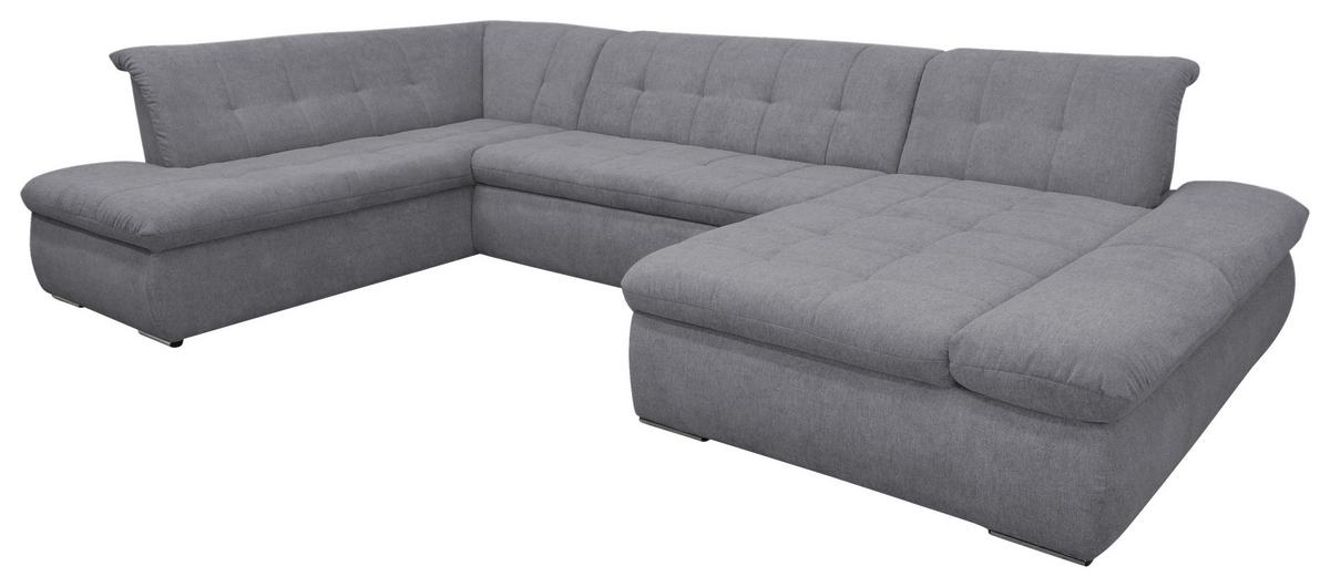 Wohnlandschaft Moric Dunkelgrau Mikrofaser - Chromfarben/Dunkelgrau, KONVENTIONELL, Textil (216/353/172cm) - MID.YOU