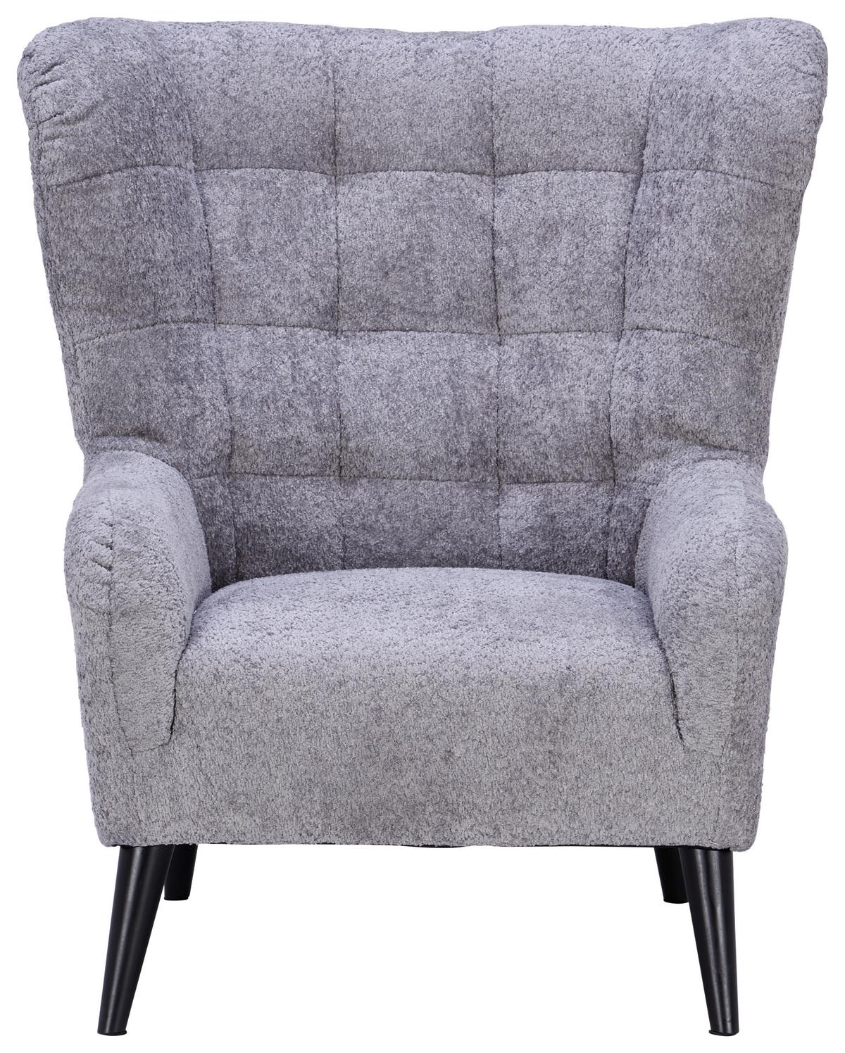 Ohrensessel Casey Bouclé Synthetikfaser Grau - Schwarz/Grau, MODERN, Textil (94/107/86cm)