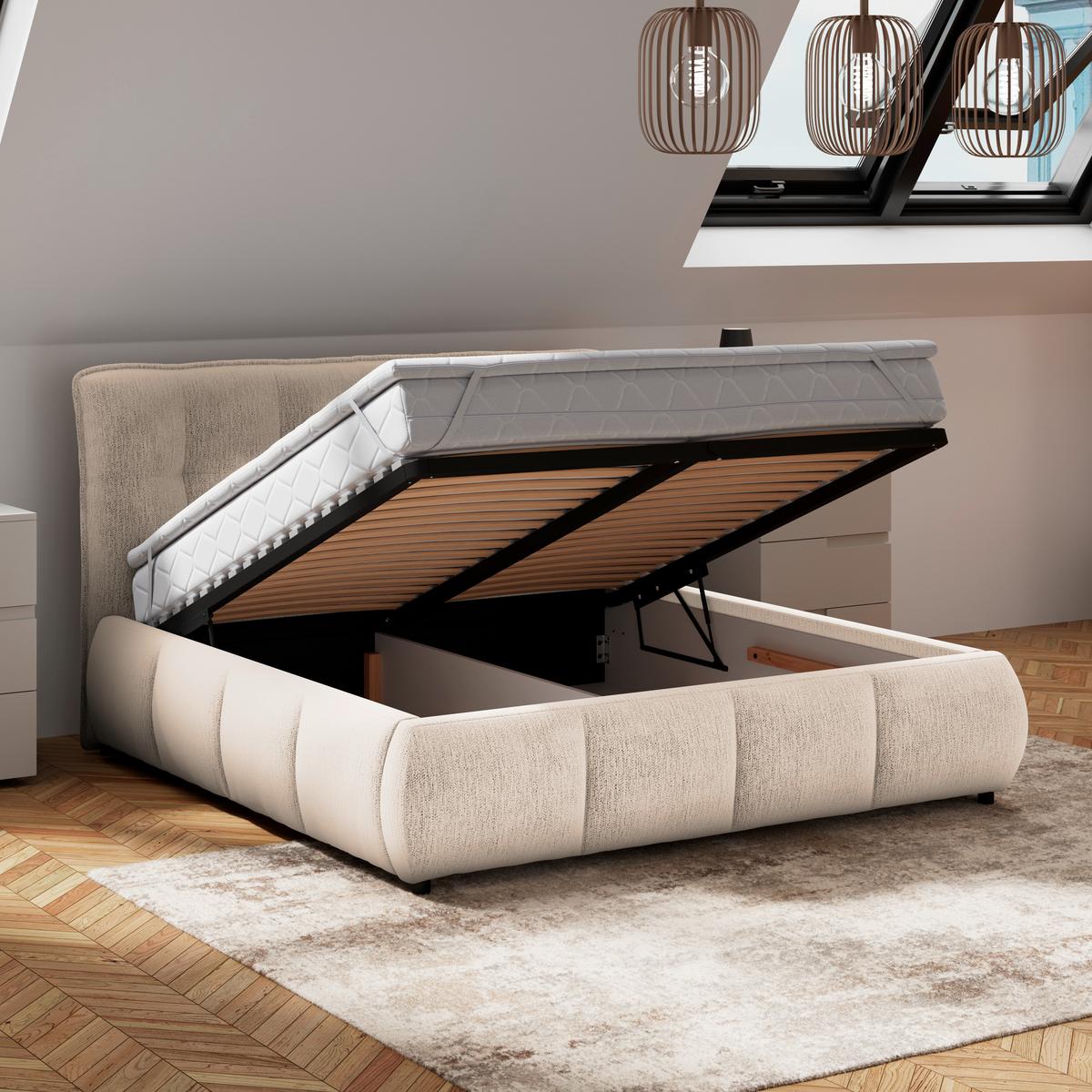 Polsterbett Limo Beige 140x200 cm - Beige/Schwarz, KONVENTIONELL, Holz/Holzwerkstoff (140/200cm) - James Wood