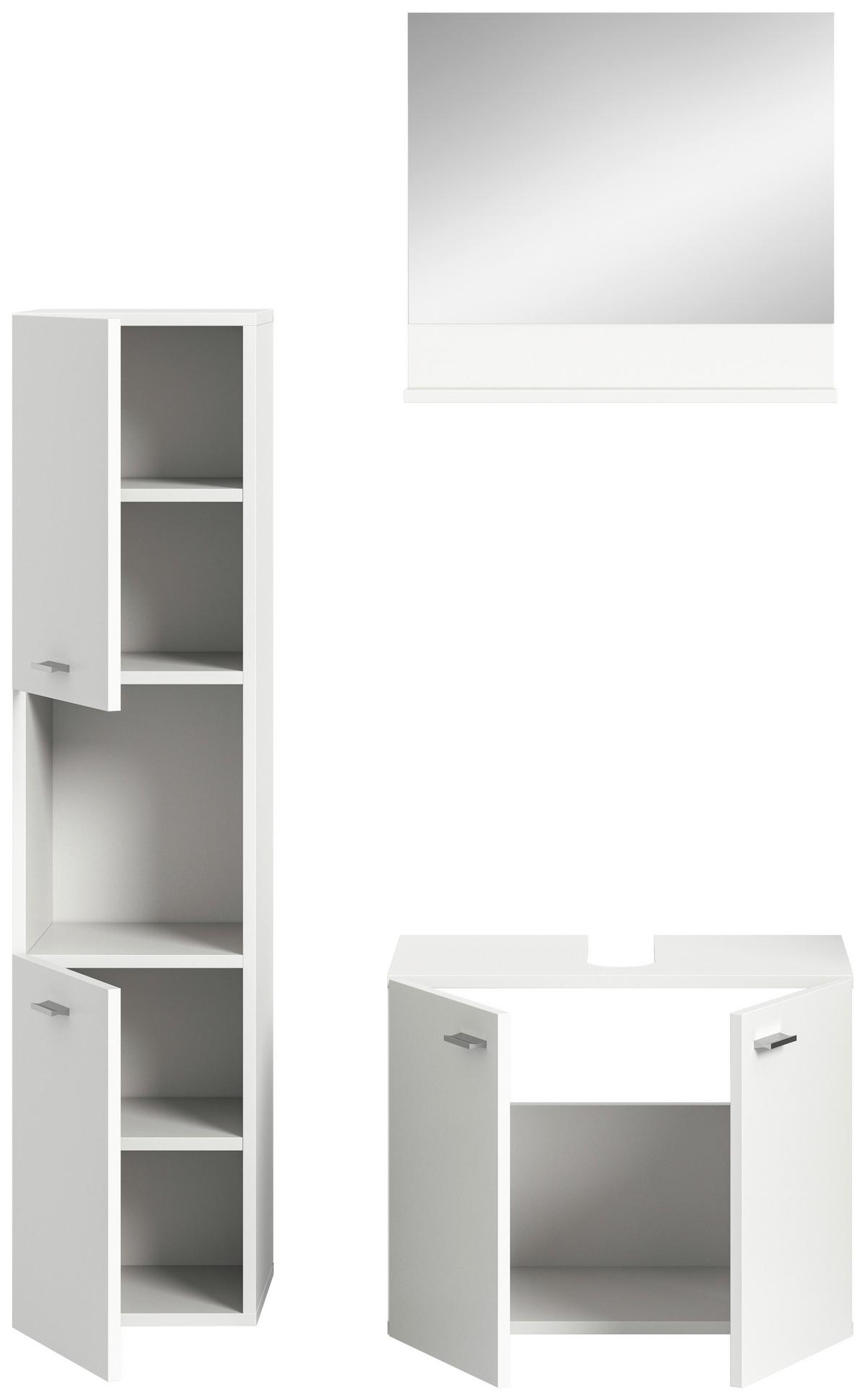 Badezimmer Boston Weiß B: 87 cm - Silberfarben/Weiß, MODERN, Glas/Holzwerkstoff (87cm) - MID.YOU