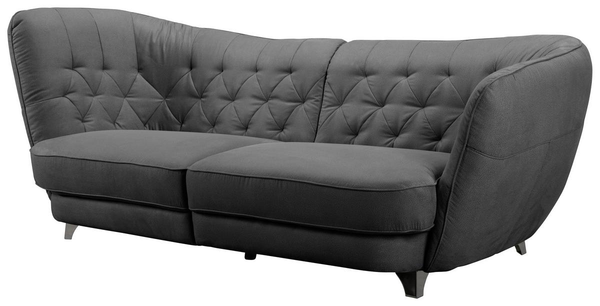 Big Sofa Mit Echtem Rücken Retro B: 256 Cm Anthrazit - Chromfarben/Anthrazit, MODERN, Textil (256/98/115cm) - MID.YOU