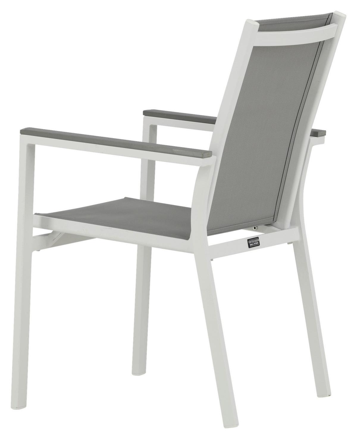 Gartensessel-set 2-tlg. Parma Metall/textil - Weiß/Grau, KONVENTIONELL, Textil/Metall (57/90/60cm) - Gardenson