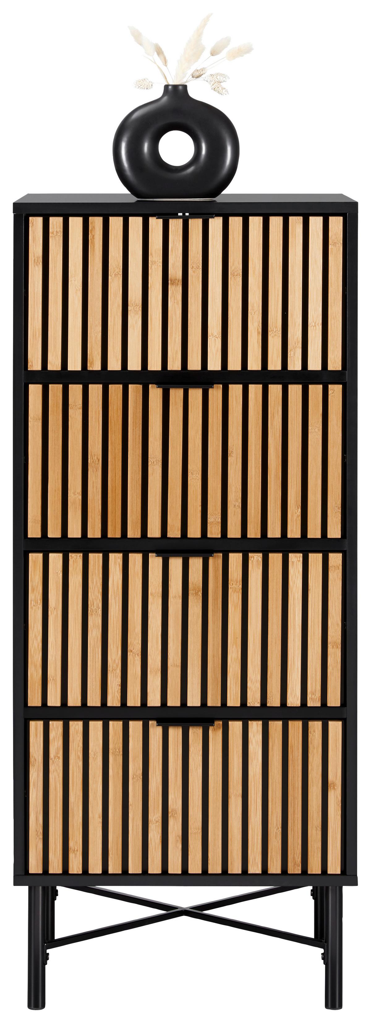 Komoda so zásuvkami MADRID - čierna/prírodná farba, Modern, kov/drevo (48/114/40cm) - Mömax